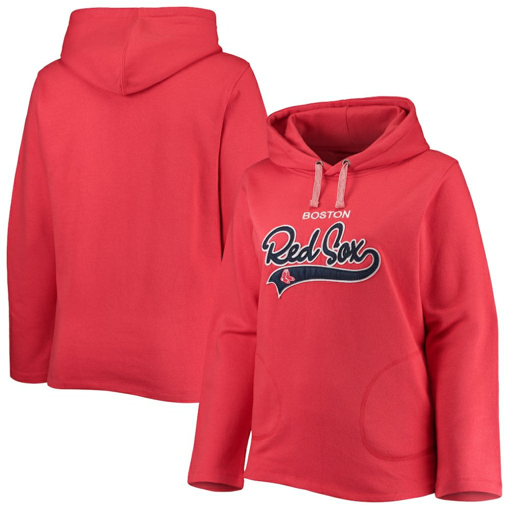 Boston Red Sox Soft as a Grape Women's Plus Size Side Split Pullover Hoodie - MLB