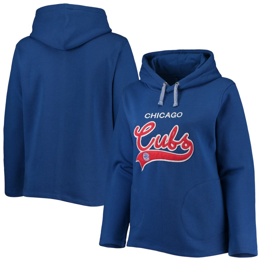 Chicago Cubs Soft as a Grape Women's Plus Size Side Split Pullover Hoodie - MLB