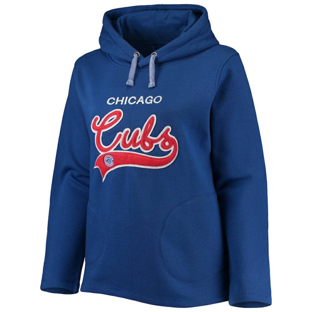 Chicago Cubs Soft as a Grape Women's Plus Size Side Split Pullover Hoodie - MLB