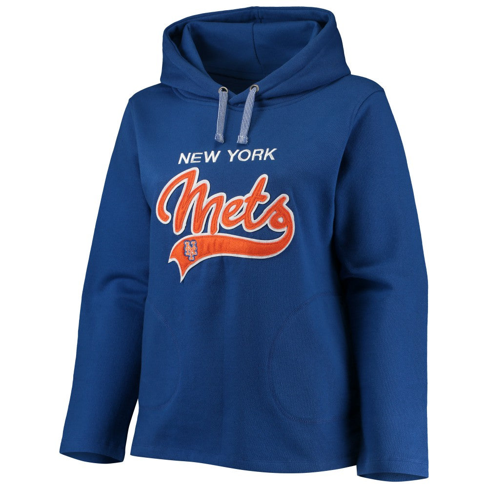 New York Mets Soft as a Grape Women's Plus Size Side Split Pullover Hoodie - MLB