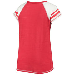 Washington Nationals Soft as a Grape Women's Curvy Color Block Tri-Blend Raglan V-Neck T-Shirt - MLB