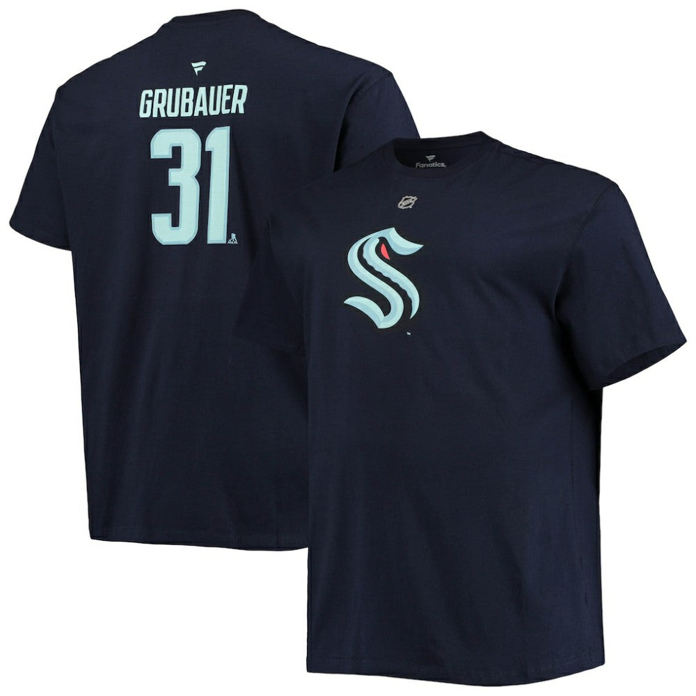 Philipp Grubauer Seattle Kraken Fanatics Big & Tall Name & Number T-Shirt - Deep Sea Blue - NHL