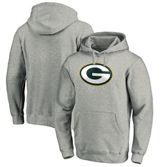 Green Bay Packers Primary Logo Fitted Pullover Hoodie Heather Gray | NFL