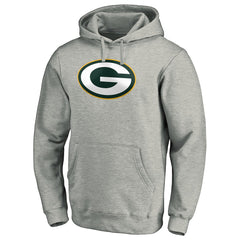 Green Bay Packers Primary Logo Fitted Pullover Hoodie Heather Gray | NFL