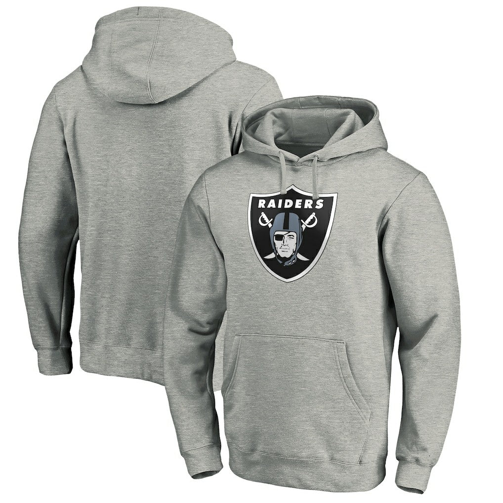 Las Vegas Raiders Primary Logo Fitted Pullover Hoodie Heather Gray | NFL