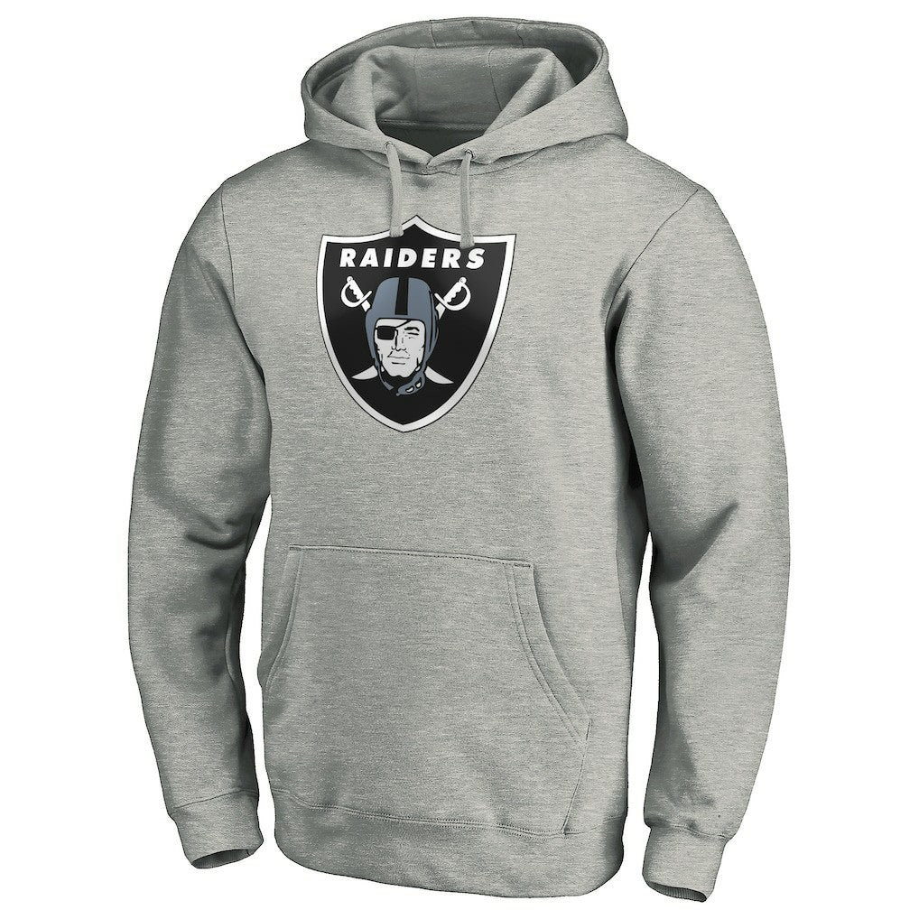 Las Vegas Raiders Primary Logo Fitted Pullover Hoodie Heather Gray | NFL