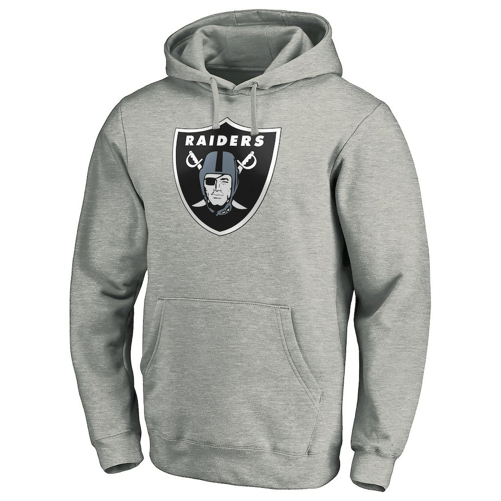 Las Vegas Raiders Primary Logo Fitted Pullover Hoodie Heather Gray | NFL