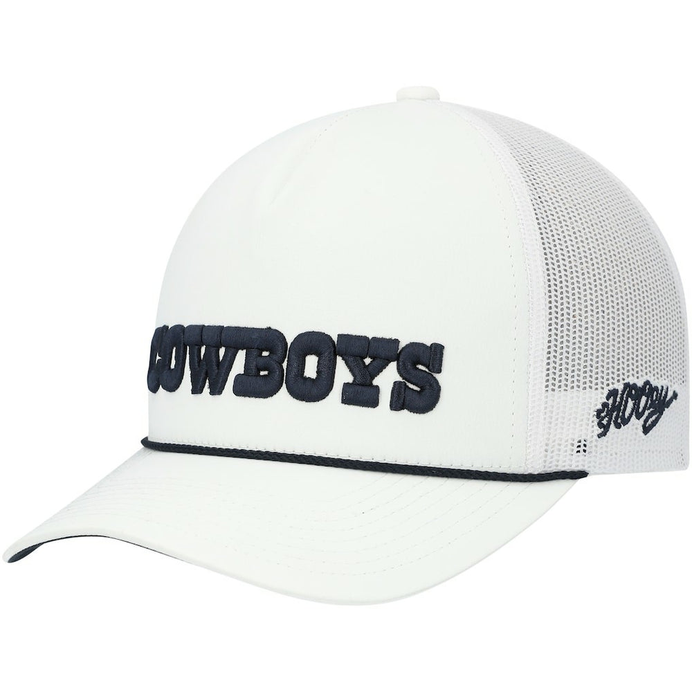 Dallas Cowboys HOOey Wordmark Rope Trucker Snapback Hat White | NFL