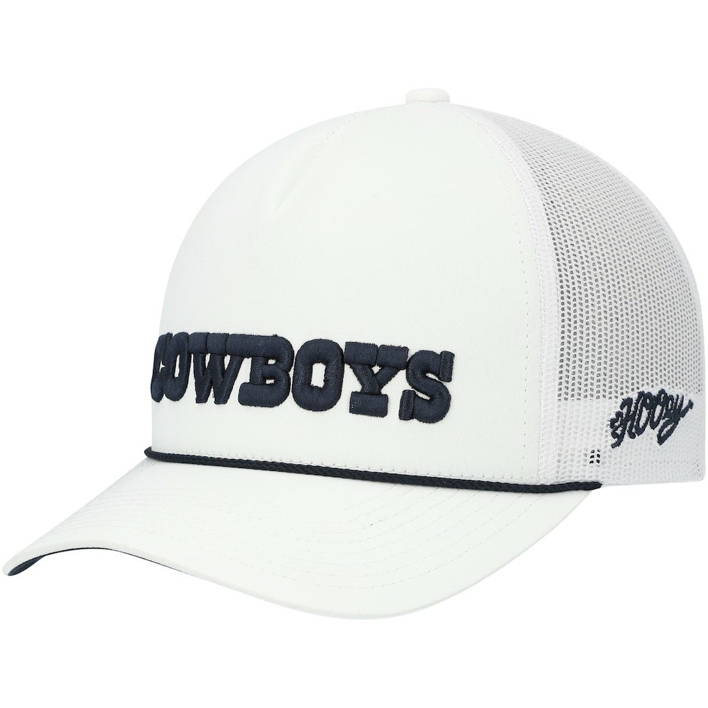 Dallas Cowboys HOOey Wordmark Rope Trucker Snapback Hat White | NFL