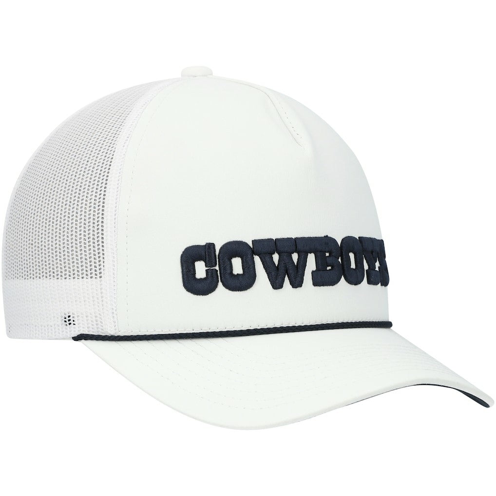 Dallas Cowboys HOOey Wordmark Rope Trucker Snapback Hat White | NFL