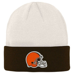 Cleveland Browns Youth Bone Cuffed Knit Hat Cream/Brown | NFL
