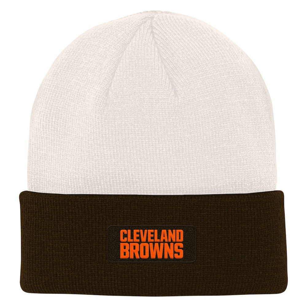 Cleveland Browns Youth Bone Cuffed Knit Hat Cream/Brown | NFL