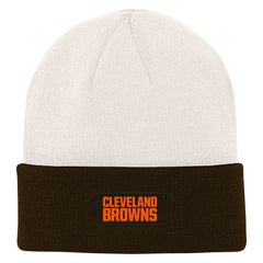 Cleveland Browns Youth Bone Cuffed Knit Hat Cream/Brown | NFL