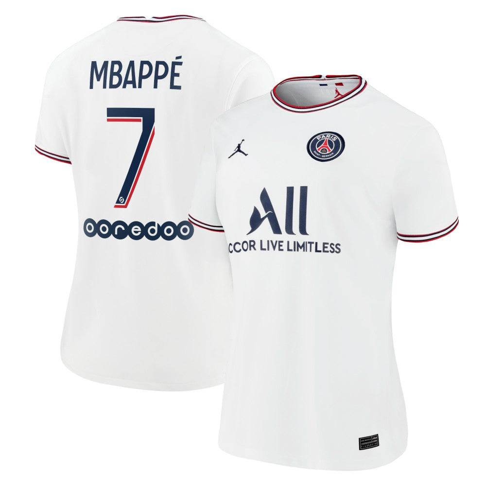 Kylian Mbappé Paris Saint-Germain Jordan Brand Women's 2021/22 Fourth Replica Jersey White | Jordan Online