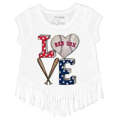 Boston Red Sox Tiny Turnip Girls Youth Baseball Love Fringe T-Shirt - MLB