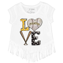 Pittsburgh Pirates Tiny Turnip Girls Youth Baseball Love Fringe T-Shirt - MLB