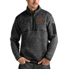 Washington Commanders Antigua Fortune Quarter-Zip Pullover Jacket Heathered Black | NFL