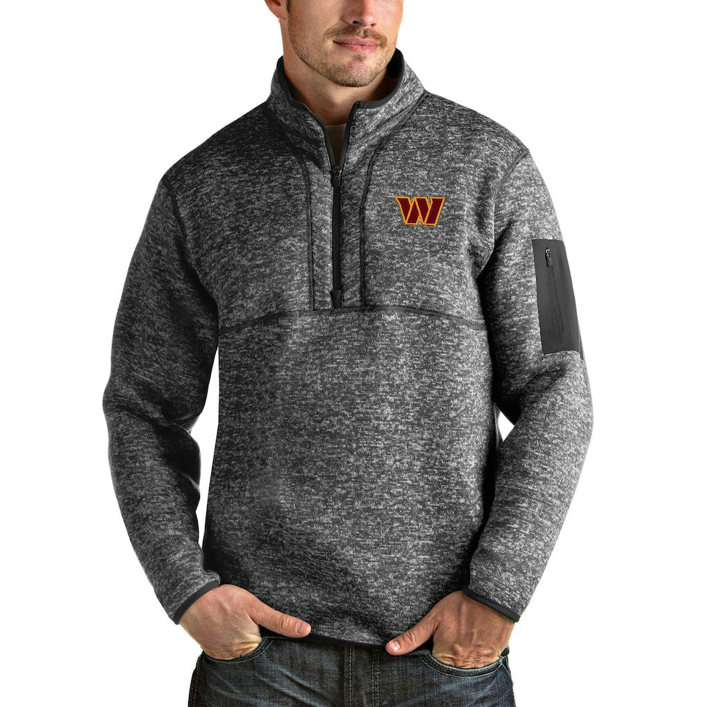 Washington Commanders Antigua Fortune Quarter-Zip Pullover Jacket Heathered Charcoal | NFL
