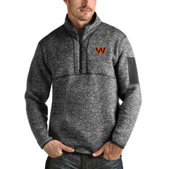 Washington Commanders Antigua Fortune Quarter-Zip Pullover Jacket Heathered Charcoal | NFL