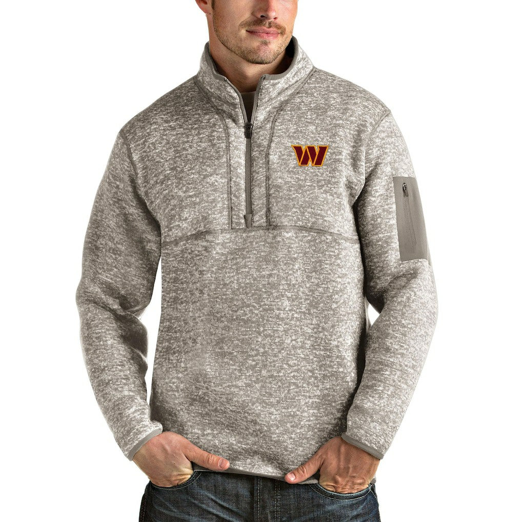 Washington Commanders Antigua Fortune Quarter-Zip Pullover Jacket Oatmeal | NFL