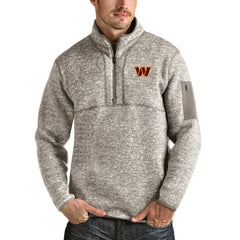 Washington Commanders Antigua Fortune Quarter-Zip Pullover Jacket Oatmeal | NFL