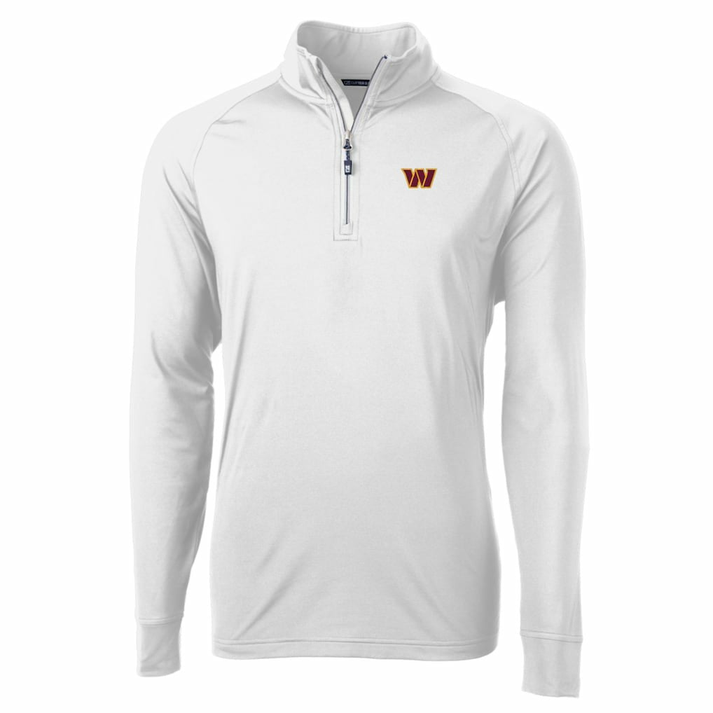 Washington Commanders Cutter & Buck Adapt Eco Stretch Quarter-Zip Pullover Jacket White | NFL