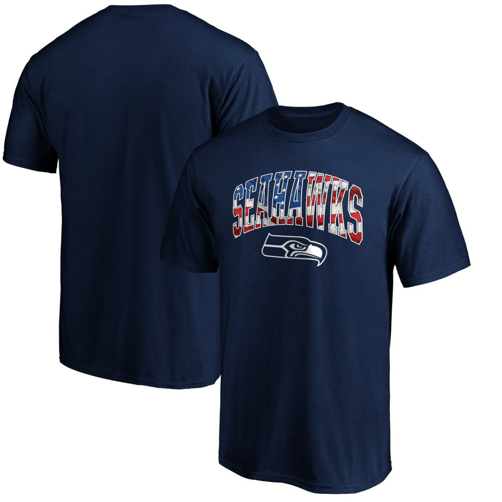 Seattle Seahawks Banner Wave Logo T-Shirt College Navy | NFL