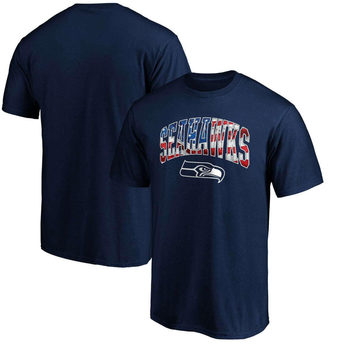 Seattle Seahawks Banner Wave Logo T-Shirt College Navy | NFL