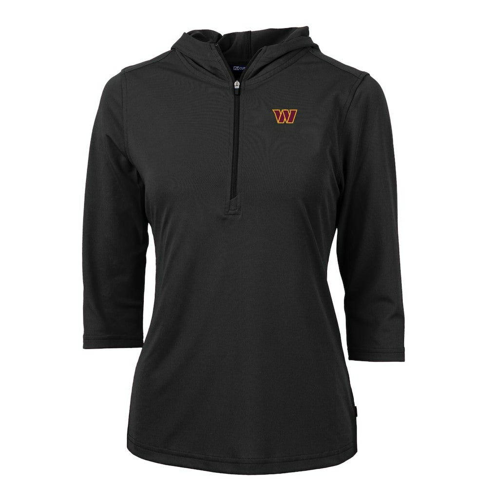 Washington Commanders Cutter & Buck Women's Virtue Eco Pique Half-Zip Pullover Hoodie Black | NFL
