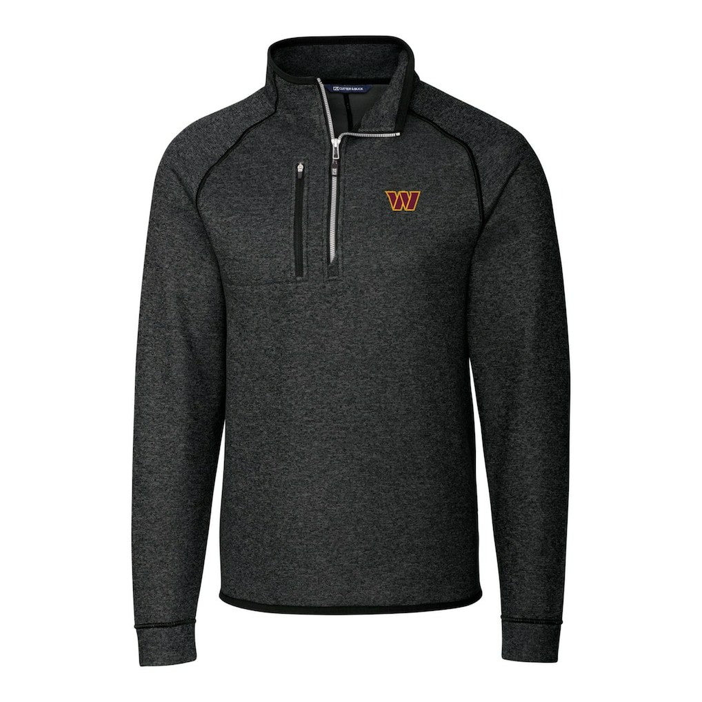 Washington Commanders Cutter & Buck Big & Tall Mainsail Half-Zip Pullover Jacket Heathered Charcoal | NFL