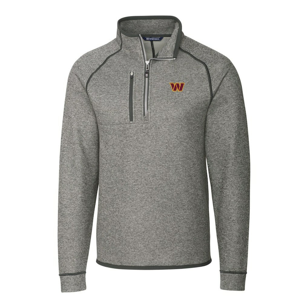 Washington Commanders Cutter & Buck Big & Tall Mainsail Half-Zip Pullover Jacket Heathered Gray | NFL