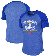 Los Angeles Rams Majestic Threads 2-Time Super Bowl Champions Tri-Blend Raglan T-Shirt Royal | NFL