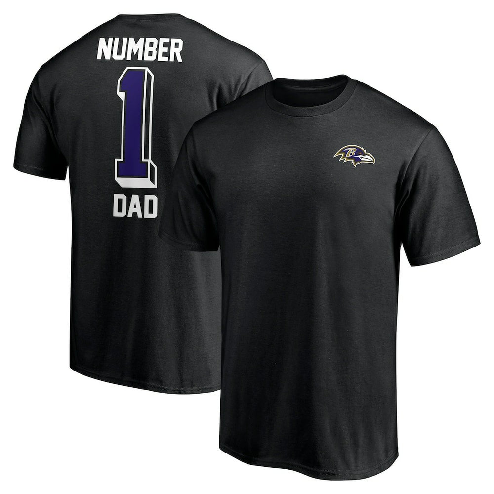 Baltimore Ravens Number One Dad T-Shirt Black | NFL