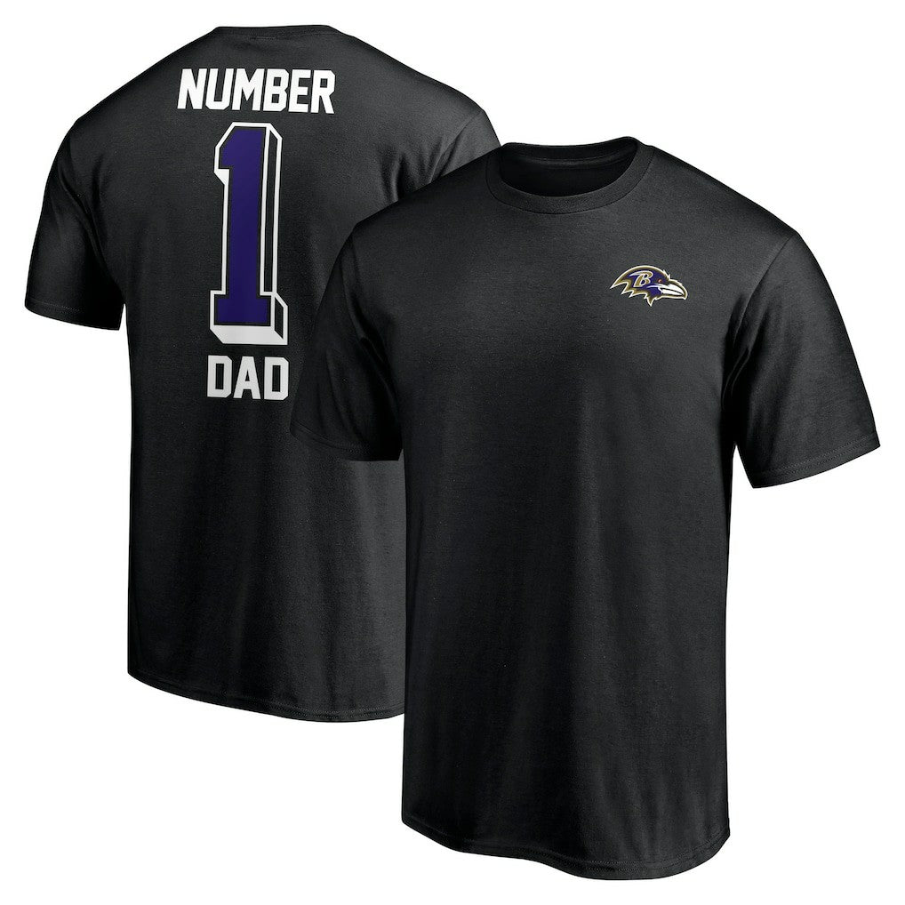 Baltimore Ravens Number One Dad T-Shirt Black | NFL