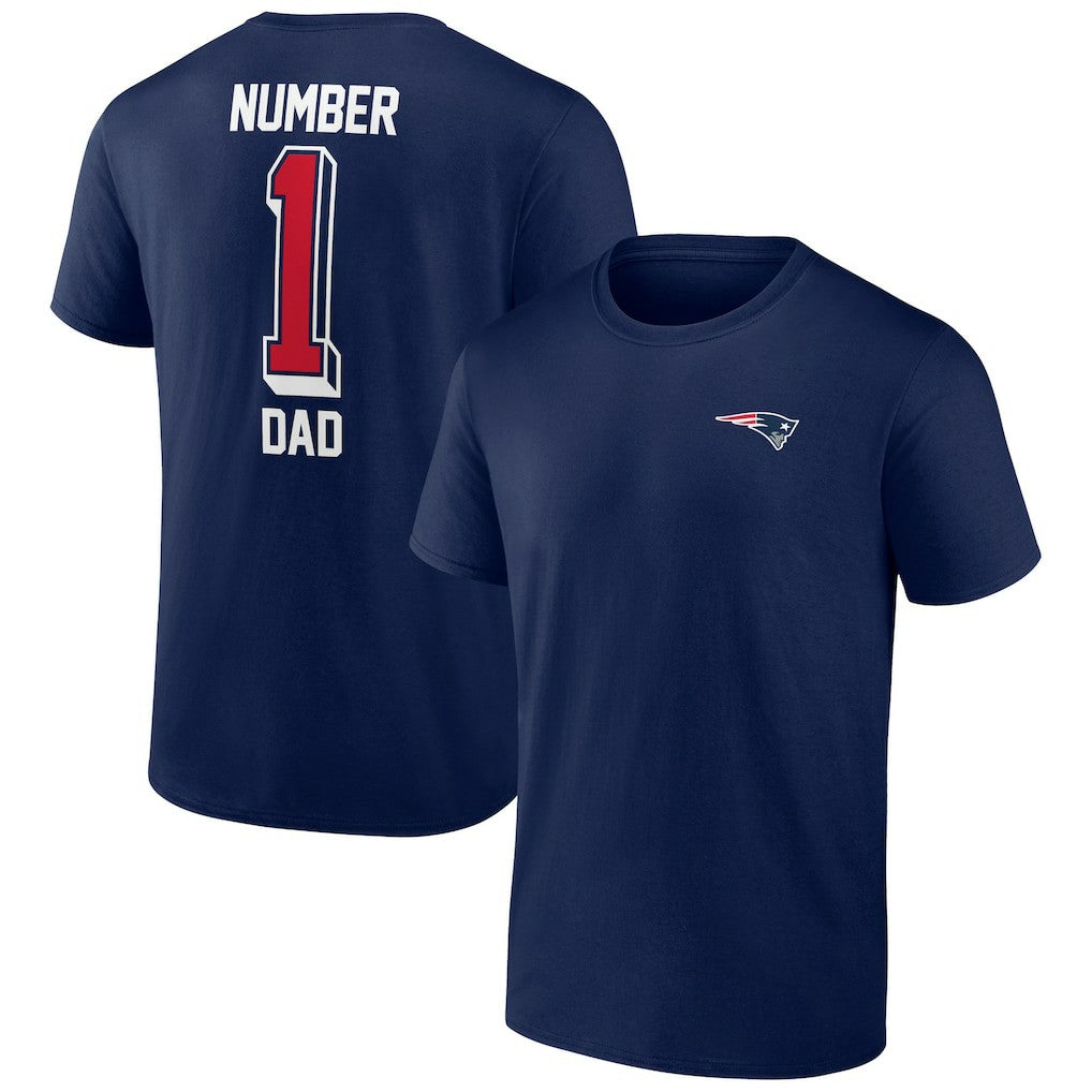 New England Patriots Number One Dad T-Shirt Navy | NFL
