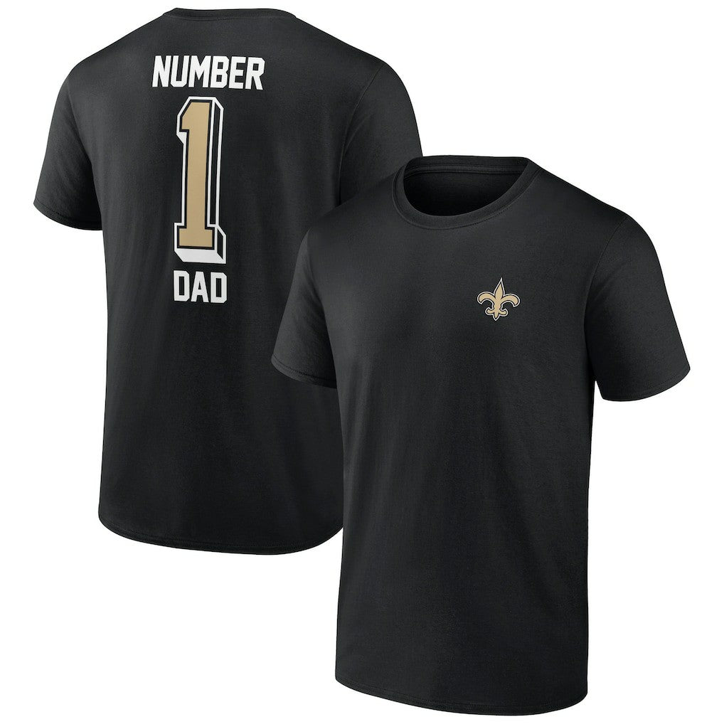 New Orleans Saints Number One Dad T-Shirt Black | NFL