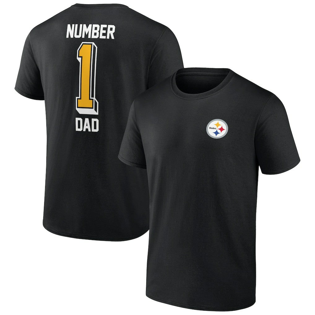 Pittsburgh Steelers Number One Dad T-Shirt Black | NFL