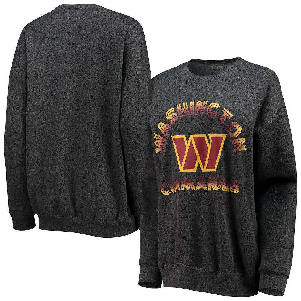 Washington Commanders WEAR by Erin Andrews Women's Oversized Fleece Pullover Sweatshirt Heathered Charcoal | NFL