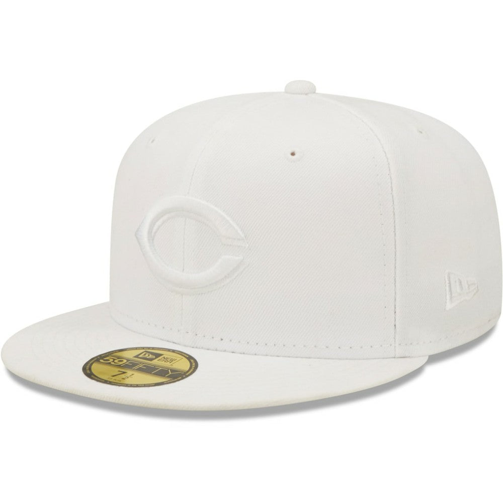 Cincinnati Reds New Era White on White 59FIFTY Fitted Hat Hats - MLB