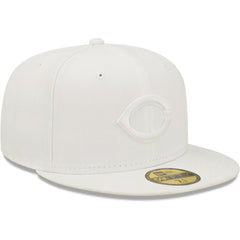 Cincinnati Reds New Era White on White 59FIFTY Fitted Hat Hats - MLB