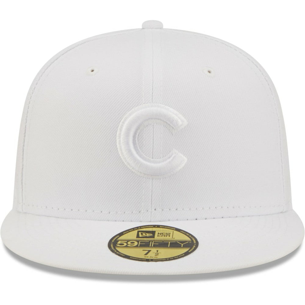 Chicago Cubs New Era White on White 59FIFTY Fitted Hat Hats - MLB