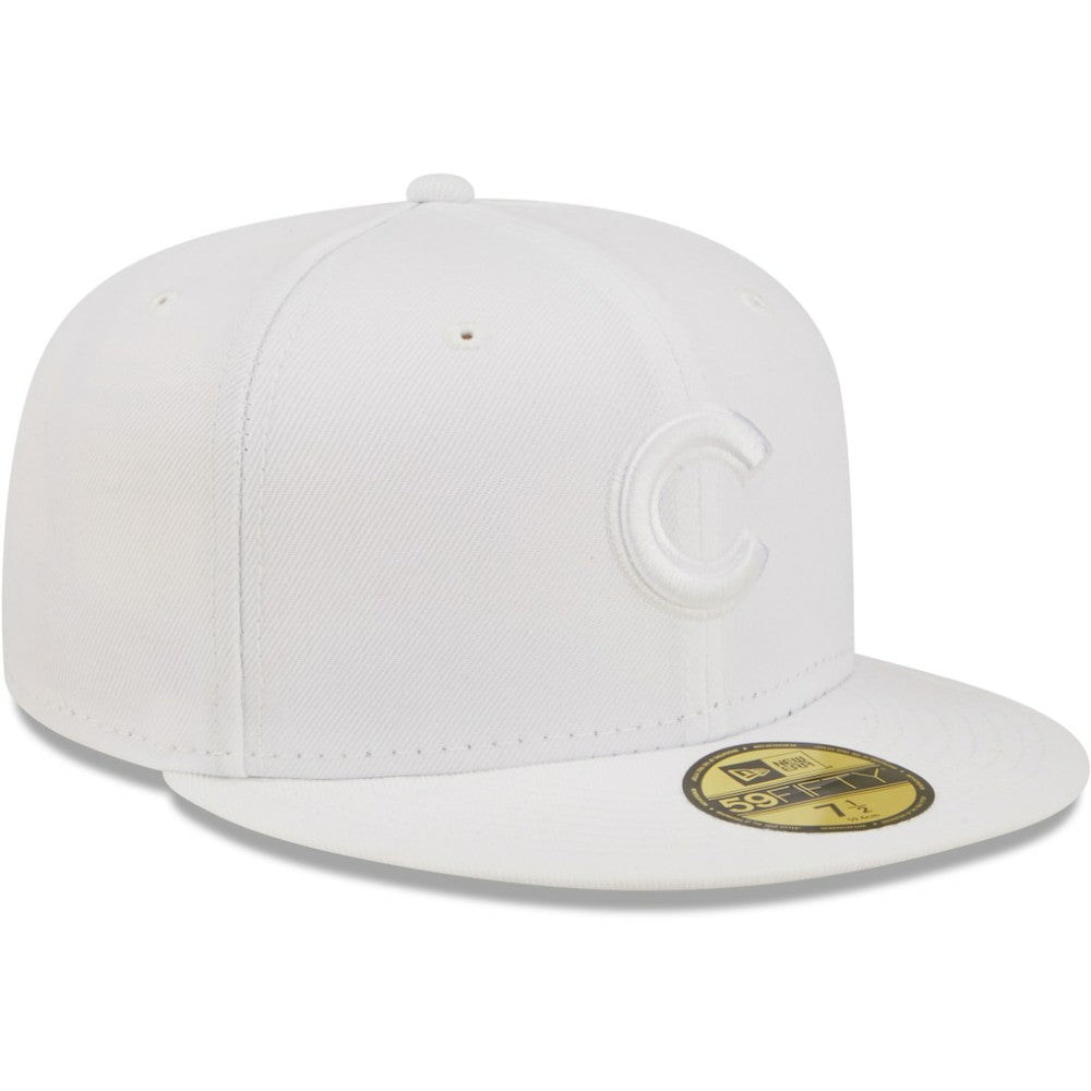 Chicago Cubs New Era White on White 59FIFTY Fitted Hat Hats - MLB