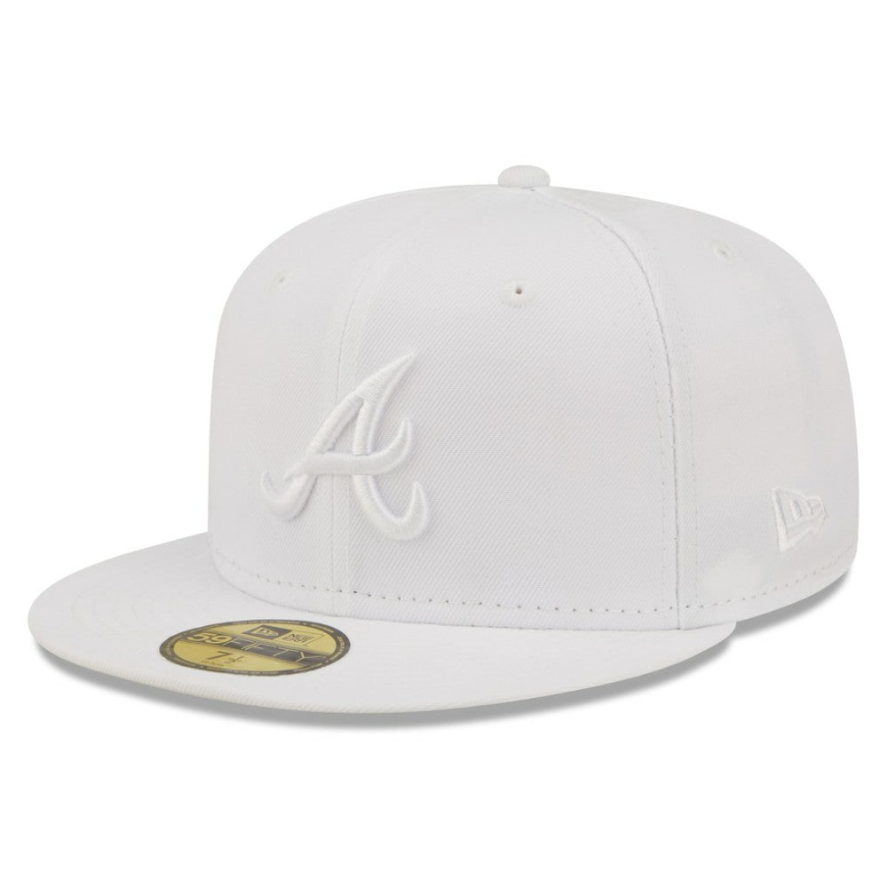 Atlanta Braves New Era White on White 59FIFTY Fitted Hat Hats - MLB