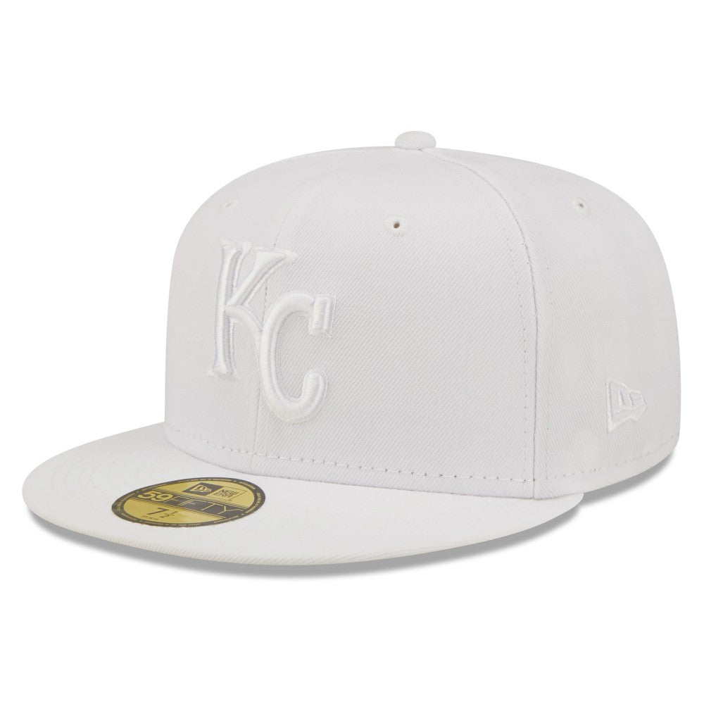 Kansas City Royals New Era White on White 59FIFTY Fitted Hat Hats - MLB