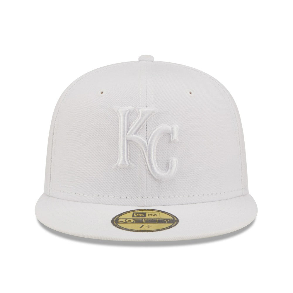 Kansas City Royals New Era White on White 59FIFTY Fitted Hat Hats - MLB