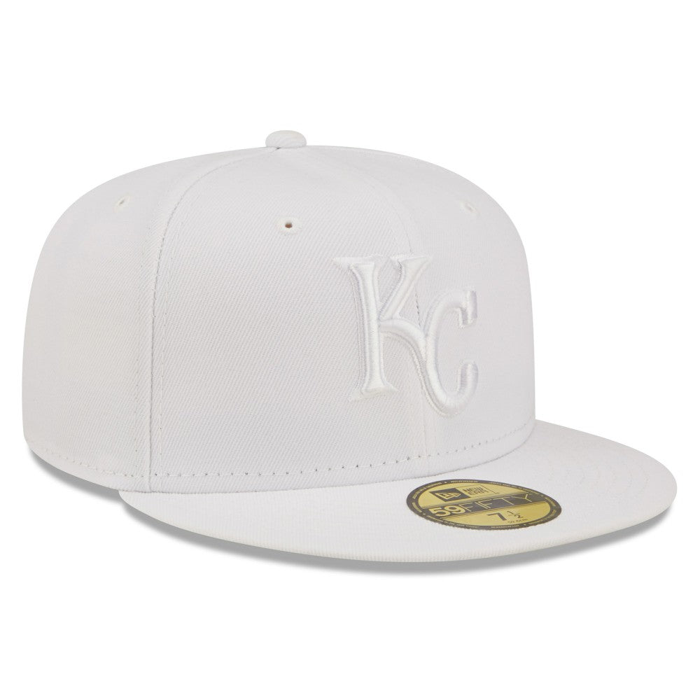 Kansas City Royals New Era White on White 59FIFTY Fitted Hat Hats - MLB