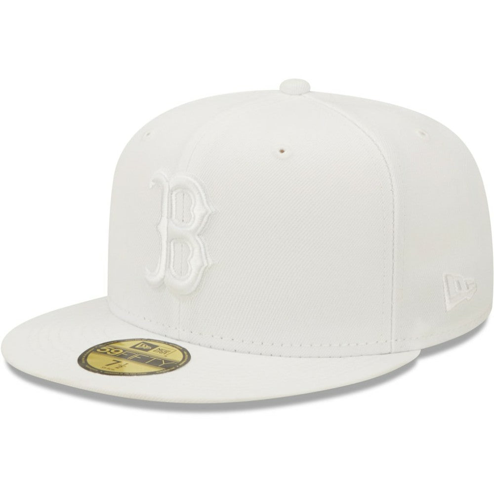 Boston Red Sox New Era White on White 59FIFTY Fitted Hat Hats - MLB