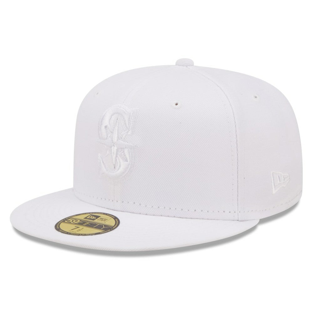 Seattle Mariners New Era White on White 59FIFTY Fitted Hat Hats - MLB