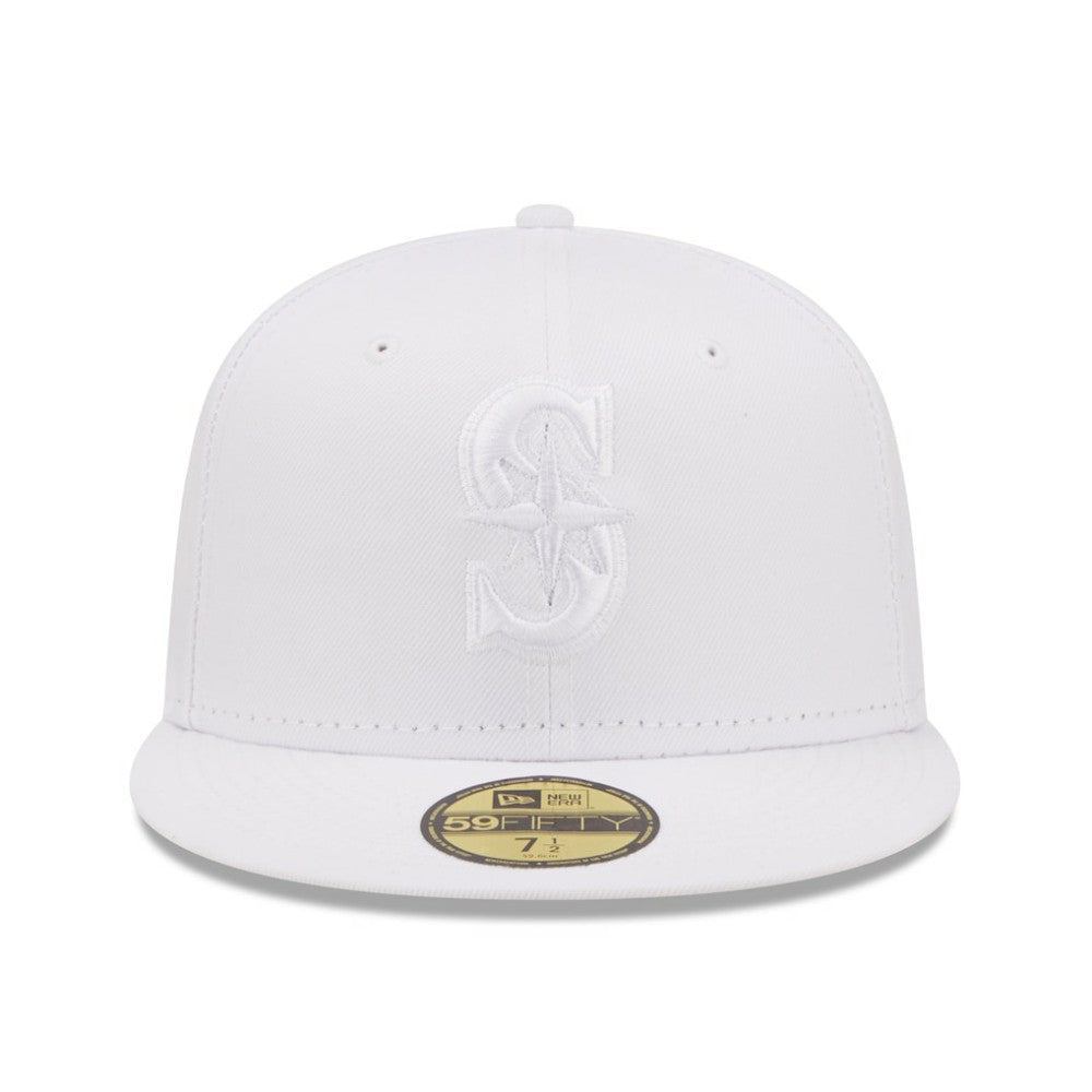 Seattle Mariners New Era White on White 59FIFTY Fitted Hat Hats - MLB
