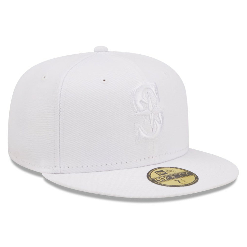 Seattle Mariners New Era White on White 59FIFTY Fitted Hat Hats - MLB